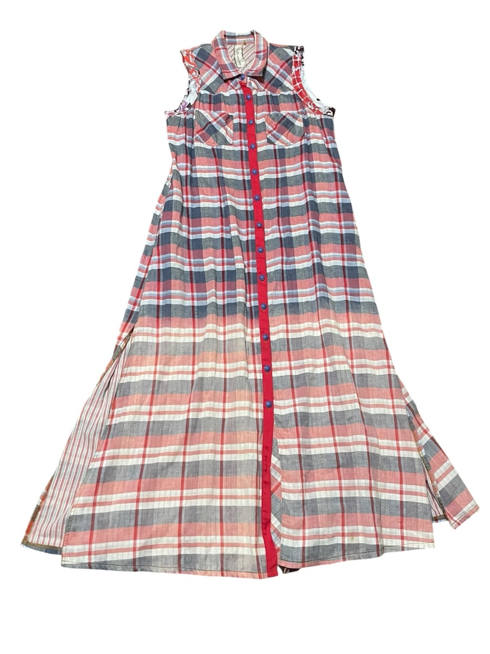 Aratta Silent Journey mixed media plaid floral maxi dress/duster boho western XL - Picture 2 of 16